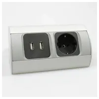 kalb Material für Möbel Ecksteckdose USB Aluminium Energiebox Tischsteckdose Powerport Schutzkontakt