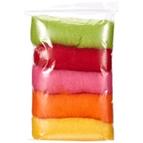 Rayher Filzwolle, reine Schurwolle, Vlies, Sommermix kräftige Töne, Set 5 Farben à 20 g, Filzwolle 100 g, 100% Wolle zum Filzen, Märchenwolle, 5364500