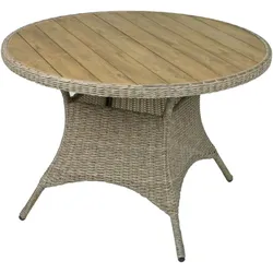 Garten Tisch TEAK-LOOK Veranda Terrasse Möbel ALU rund Durchmesser 100 cm