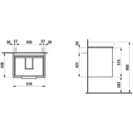 Laufen Waschtisch-Unterschrank 2 Auszüge 57 x 53 x 44 cm Weiß glänzend