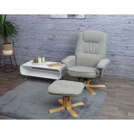 MCW Relaxsessel H56-T Stoff/Textil 80 x 100 x 90 cm Grau mit Hocker