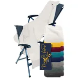 Marie ́s Home Frottee - Schonbezug für Gartenstuhl und Gartenliege Gartenstuhlauflagen 60x130 für Campingstuhl Campingliege Klappstühle Saunaliege Strandliegen Poolliegen, 60 x 130 cm, weiß