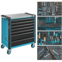 HAZET Werkstattwagen Assistent 179NXL, Sortiment 179NXL-7/382, 382-teilig, Schubladen, flach: