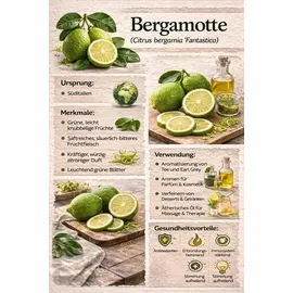 Blumen-Senf Bergamotte 70–100 cm Citrus Bergamia Fantastico Echte Zitruspflanze, Duftpflanze für Tee, Aromatherapie