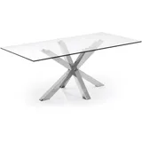 Kave Home Esstisch Arya 180 x 100 cm Glas Silber Chrom