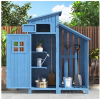 autolock Gartenhaus Gartenhaus(Grün,Holzhütte)Gartenschrank mit PVC-Dach, Geräteschuppen Geräteschrank mit Satteldach,124x46x174cm blau