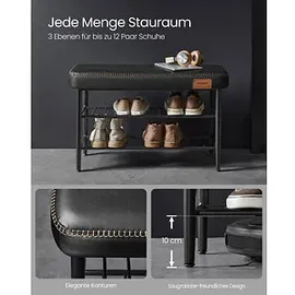 VASAGLE Sitzbank LSB054B01 schwarz Kunstleder 80,0 cm