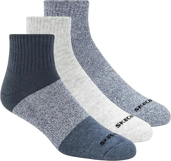 Skechers Herren Socken 3er-Pack Viertelsocken Colorbloc Blau 41-46