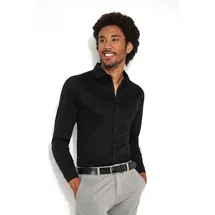 Desoto Langarmhemd Slim Fit Schwarz S