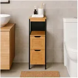 Hti-Living Beistellschränkchen mit 2 Schubladen 30 x 30 x 89 cm Schwarz