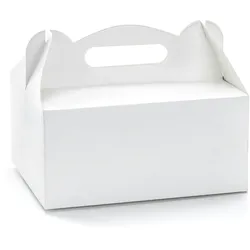 10 Tortenschachtel mit Griff 19x14x9cm lebensmittelechte Faltschachteln Pappschachteln Torten Kuchen Geschenke Schachteln Tortenkartons Hochzeit Weiß