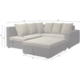 Fun Möbel Ecksofa Sofa NINA inkl.Hocker Weiss / Grau Ottomane Links - Schwarz