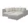 Fun Möbel Ecksofa Sofa NINA inkl.Hocker Weiss / Grau Ottomane Links - Schwarz