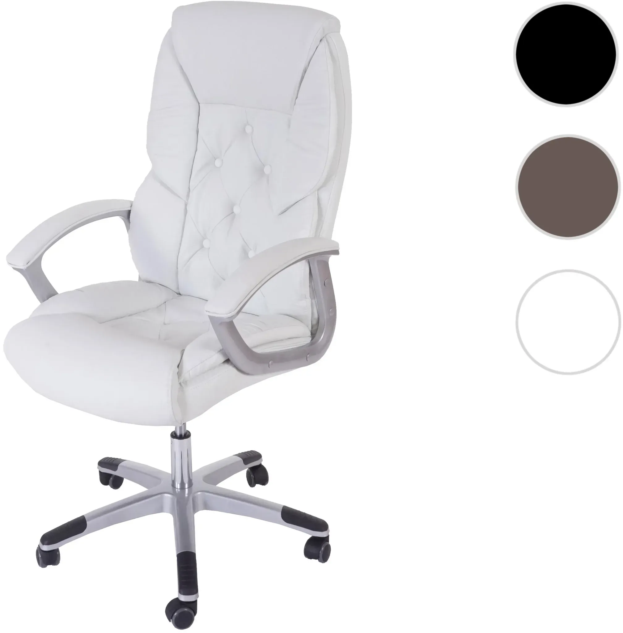 Profi-Bürostuhl L42 XXL, Chefsessel Drehstuhl, 150kg belastbar Kunstleder ~ weiß