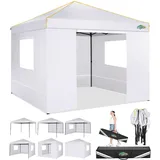 COBIZI Pavillon 3x3 Wasserdicht Stabil Faltpavillon 3x3 Profi mit 4 Seitenteilen Pop Up pavillon Pavillon Faltbar UV-Schutz 50+ Partyzelt für Strand Hochzeit Camping(Weiss)