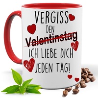 Vergiss den Valentinstag, Geschenk Tasse| Partnertasse | Kakao- Kaffee- Tee- Fototasse| Geschenke für Männer & Frauen | Keramik Tasse |Spülmaschinenfest... (Rot)