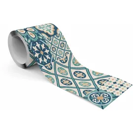 Muralo - Selbstklebende Bordüre - Tapetenbordüre Wandbördure - Dekorative Wandtatto für Wände, Möbel, Decken, Tapeten, Wandverkleidungen, Türen - Marokkanisches Mosaik - Br.10cm x Hö.300cm