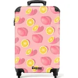 NoBoringSuitcases.com NoBoringSuitcases.com® Handgepäck Koffer Reisekoffer, mit Rollen, Mit TSA, Hartschalenkoffer, Trolley Handgepäck, Trolley 55x40x20, Trolley, Handgepäck 55x40x20 cm Zitronen - Rosa-Gelb)