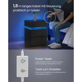 alasans Nachttisch mit LED-Beleuchtung, mit 3 Schubladen, schwarz - Schwarz