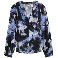 Tom Tailor Damen Gemusterte Bluse mit LENZINGTM ECOVEROTM, blau,