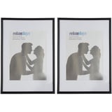 Relaxdays Bilderrahmen 2er Set, A4, Passepartout 15x20 cm, Glasscheibe, Fotorahmen zum Stellen & schwarz