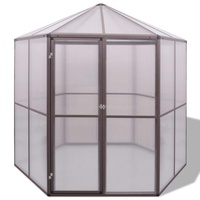 Yolola Aluminium Gewächshaus Gewächshaus Glas für den Garten Garten Tomatenhaus Frühbeet Alu Gewächshäuser Treibhaus Winterfest Gewächshaus Groß 240×211×232 cm Braun