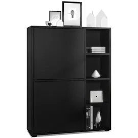 Vladon Highboard 79 x 105,5 x 35,5 cm Schwarz matt