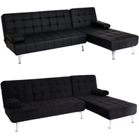 Mendler Schlafsofa HWC-K22, Couch Ecksofa Sofa, Liegefläche links/rechts Schlaffunktion 236cm Stoff/Textil dunkelgrau, schwarz ~