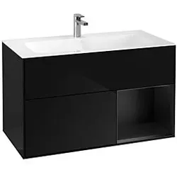 Villeroy und Boch Finion Waschtischunterschrank G040PDPH 99,6x59,1cm, Emotion, Regal rechts Black matt lacquer, Glossy Black Lacquer