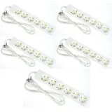 5 x G-L-T 6-Fach Mehrfachsteckdose Weiss Steckdosenleiste, Steckplätze 45 Grad gedreht, Kabel 1,4m, Steckerleiste