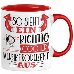 Trendation Tasse So Sieht Ein Richtig Cooler Musikproduzent Aus Tasse Geschenk für Prod rot