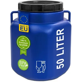 plasteo 50 Liter Weithalsfass Eckig Blau