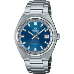 Quarzuhr CASIO EDIFICE, dunkelblau, edelstahlfarben, Armbanduhren, Herren, Armbanduhr, Herrenuhr, Edelstahlarmband, analog, Tag, Neo-Display