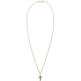 Elli DIAMONDS Halskette Kreuz Anhänger mit Diamant (0,14 ct.) Gelbgold