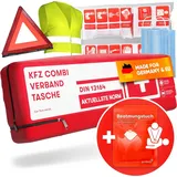 purahelp KFZ Kombitasche nach aktueller Norm 2025 DIN 13164 (StVO konform) - Inkl. Warndreieck, Warnweste - Verbandskasten Warndreieck Set Auto Verbandskasten 2025