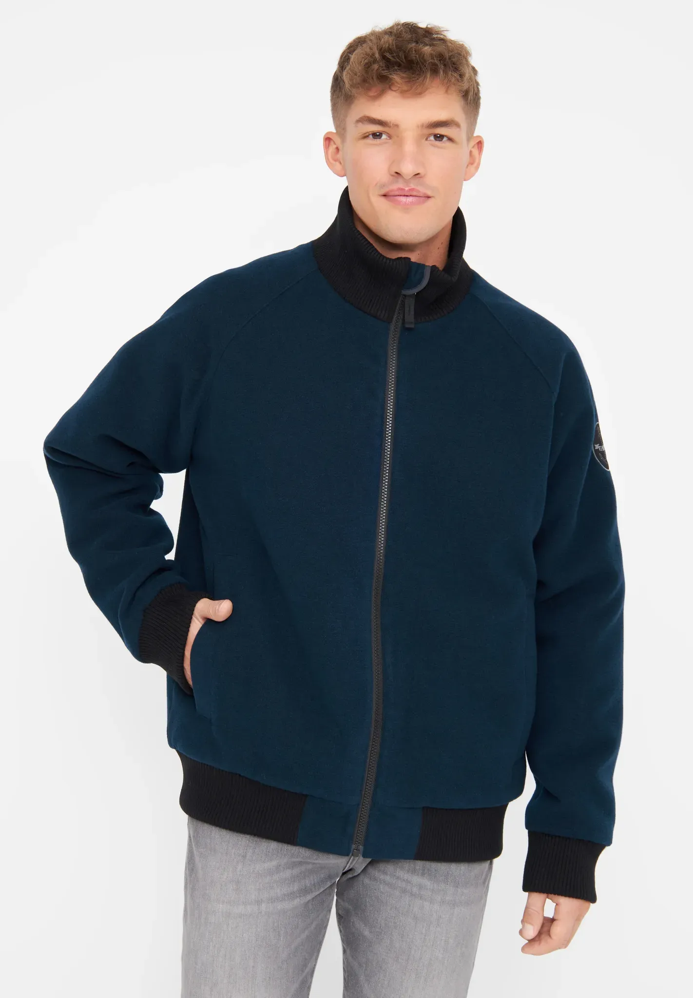 Anorak DERBE "Cabholm" Gr. L, blau (navy) Herren Jacken Recycelte Carbanjacke, personalisierte Knöpfe, gesticktes Logo