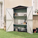 Gecheer Geräteschuppen Metall Gerätehaus Gartenhaus Gartenschuppen Lagerschuppen Gartenschrank Metall-Schrank Metallgerätehaus Schuppen Braun 107,5x46x183 cm Verzinkter Stahl