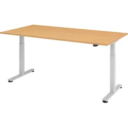 bümö elektrisch höhenverstellbarer Schreibtisch Buche 200x100 cm - Schreibtisch höhenverstellbar elektrisch, elektrischer Schreibtisch & Gaming