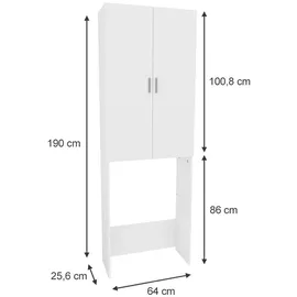 Vicco Martha Waschmaschinenschrank 64 x 190 cm Weiß Holz