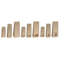 10x Blockbodenbeutel mit ovalem Sichtfenster - 500g - Größe 10,5 x 6 x 29 cm - Papiertüten Bodenbeutel Geschenktüte Papierbeutel Tütchen Kraftpapier Papierbeutel Adventskalendertüten zum Befüllen