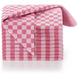 Blumtal GESCHIRRTUCH, Rot, Kariert, Quadratisch, 50x70 cm, Oeko-TEX Kochen, Geschirrtücher Baumwolle im 20er Set - Schürzen, Geschirrtücher - 2 Jahre Gewährleistung - mind. 14 Tage Rückgaberecht - Rot