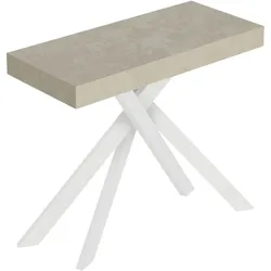 Ausziehbare Konsole 90x40/196 cm Saki Kleine kaschmirweiße Beine