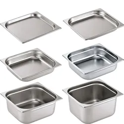 WAS Germany GN Behälter Set ohne Deckel Gastronom 2/3, Chromnickelstahl 18/8, 6 tlg.