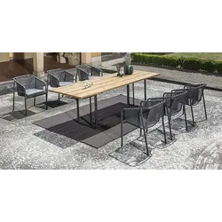 fischer möbel Gartentisch Suite Dining 260 x 95 cm Edelstahl Grau Anthrazit