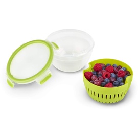 Emsa Clip&Go rund 2.6l Fruit Bowl Aufbewahrungsbehälter mit Siebeinsatz grün (N1072200)