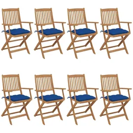 vidaXL Gartenstuhl klappbar 8 St.  mit Kissen  Massivholz Akazie  blau
