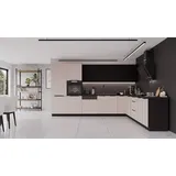 Küchen-Preisbombe Winkelküche ARONA + SIENA L-Form 350 cm Kaschmir + Schwarz