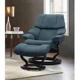 Stressless Stressless® »Reno«, mit Hocker, mit Classic Base, Größe S, M & L, Gestell Schwarz, blau