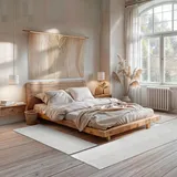 otto home Bettumrandung OTTO HOME "Wolltraum Pur", beige (naturweiß), H:10mm, Obermaterial: 100% Wolle, Bettumrandungen, Wendeteppich, handgewebt, Uni Farben, reine Wolle, Wohnzimmer