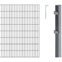 GAH Alberts Alberts Doppelstabmattenzaun als 22 tlg. Zaun-Komplettset | verschiedene Längen und Höhen - anthrazit Höhe 160 cm Länge 20 m